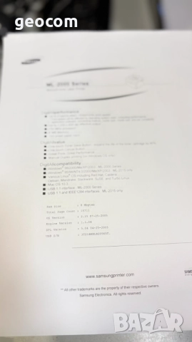Samsung ML-2010P лазарен принтер (1200х1200,22ppm,USB,LPT), снимка 7 - Принтери, копири, скенери - 10867316