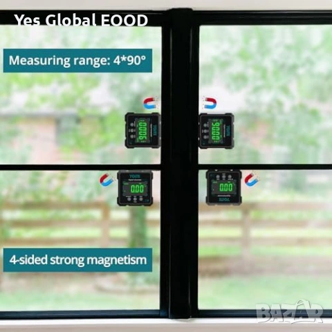 Дигитален ъгломер с LCD дисплей и магнитна основа IP54, снимка 3 - Друга електроника - 53247935