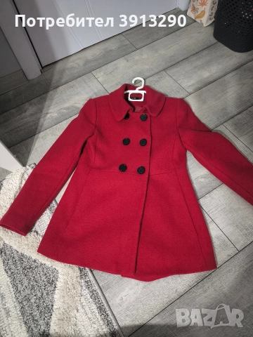 дамско палто в червено с-м, снимка 2 - Якета - 52539987