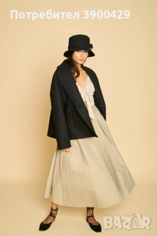 Дамско Вълнено Късо Палто Gabriel coat - Черно, снимка 4 - Палта, манта - 52183870