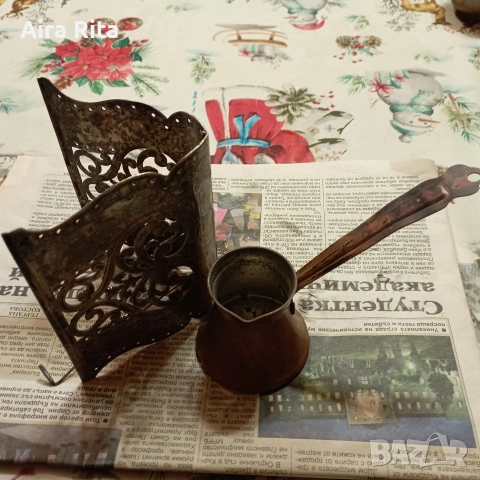 стар посребрен салфетник и джезбе.