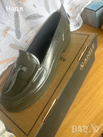 AIGLE мокасини , маслено зелени 37 размер, полиуретан