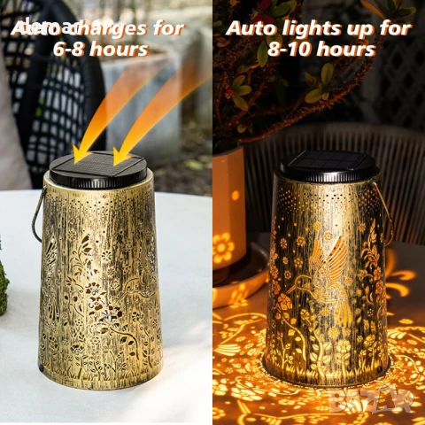 Соларни фенери Glostravier Hummingbird за външна употреба, пакет от 2 висящи соларни лампи, снимка 6 - Соларни лампи - 50594535