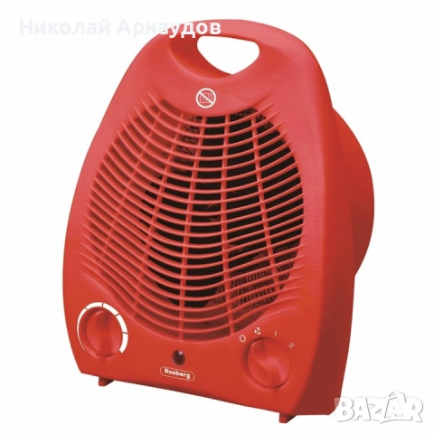 Вентилаторна печка Rosberg R51970G, 2000W, 3 степени, Термостат, Хладък въздух, Червен