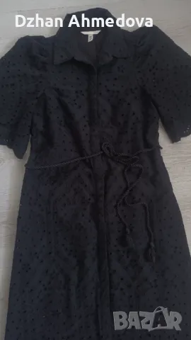 Черна рокля H&M  Английска бродерияXXS размер, снимка 6 - Рокли - 50409453