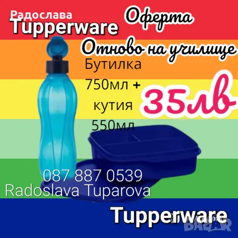 Бутилка за вода 500мл с винт капачка от Tupperware , снимка 8 - Буркани, бутилки и капачки - 47016194