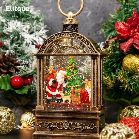 Коледен фенер с музика и снежен ефект – празнична лампа с LED светлина, снимка 5 - Декорация за дома - 52820141