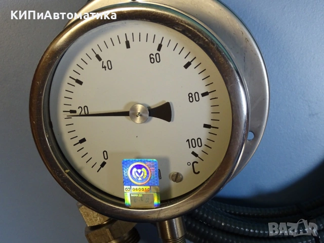 биметален термометър с капилярен датчик(сонда) WEC 3098/4 Ф100mm, 0/+100°C, снимка 2 - Резервни части за машини - 54205381