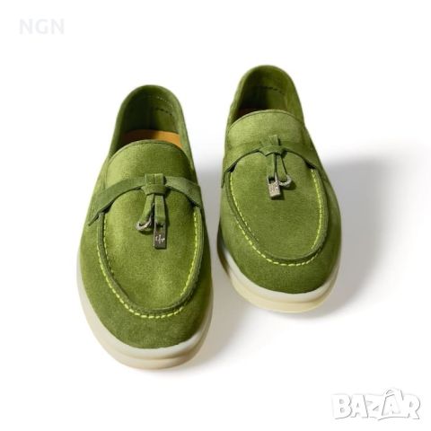 Комфортни дамски мокасини в бледо зелено от естествен велур с нежен, подвижен аксесоар, снимка 10 - Дамски ежедневни обувки - 45082392