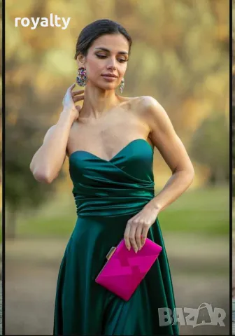 Масленозелена къса сатенена рокля