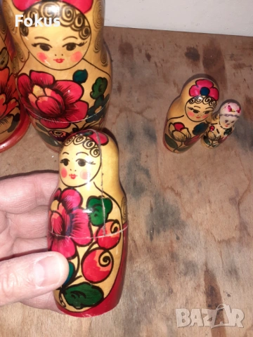 Матрьошка стара руска дарвена кукла 5 в 1, снимка 5 - Антикварни и старинни предмети - 54030776