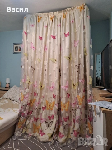 Плътна завеса с тънка декорация 3.45 на 2.47 см, снимка 2 - Пердета и завеси - 53611237