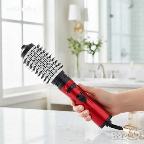 Професионална електрическа четка 3-в-1 за изправяне, къдрене и сушене, 1200W, автоматично въртене, снимка 3 - Сешоари - 53923463