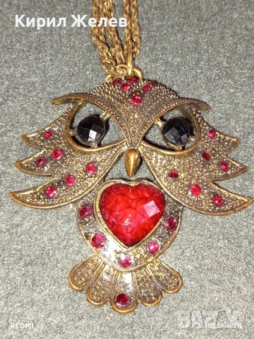 Колие с висулка БУХАЛ с ювелирно инкрустирани кристали и камъни 41567, снимка 4 - Колиета, медальони, синджири - 53476531