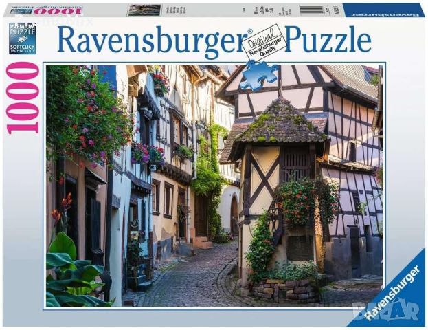 Пъзел Егисхайм Елзас Ravensburger 15257 Eguisheim Alsace France 1000 части 70x50 см Моменти във Фран, снимка 2 - Игри и пъзели - 46746100