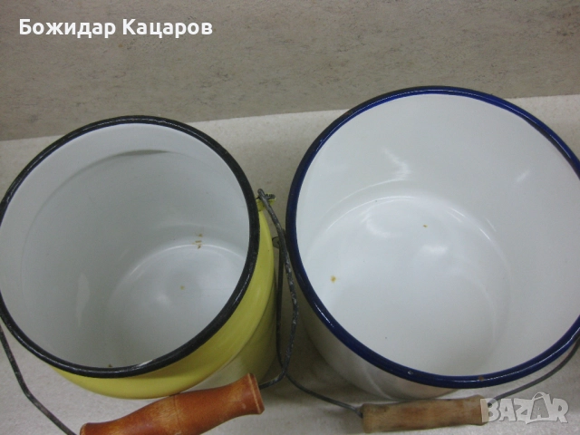 Стари емайлирани съдове, за декорация или саксии. Цена- 15 лева(7.67 €), общо. Пращам по Еконт. Не с, снимка 2 - Антикварни и старинни предмети - 52025032