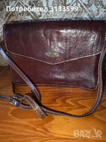 Италианска чанта от естествена кожа, винтидж. За ценители на уникати. 