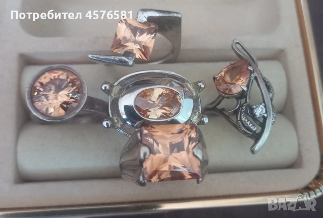 сребро с цитрин 17,18 и 19мм, снимка 2 - Пръстени - 52422656