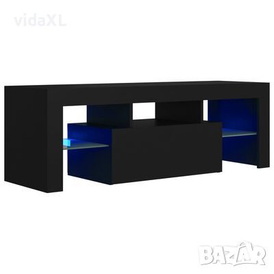 vidaXL ТВ шкаф с LED осветление, черен, 120x35x40 см(SKU:804311