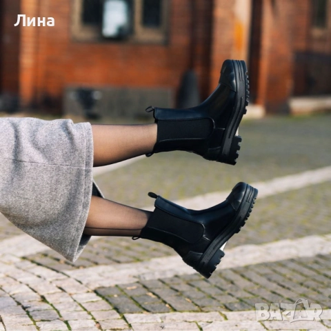 Дамски ботуши/ боти  тип челси, черни WS-BG01