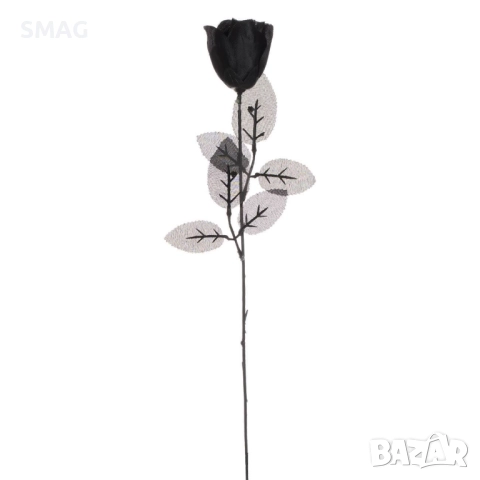 Хелоуин / Halloween декоративно цвете – черна и лилава роза с дълга дръжка_1112210, снимка 4 - Декорация за дома - 52024430