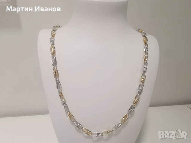 Златен синджир бяло и жълто комбинация 1, снимка 3 - Колиета, медальони, синджири - 50963494