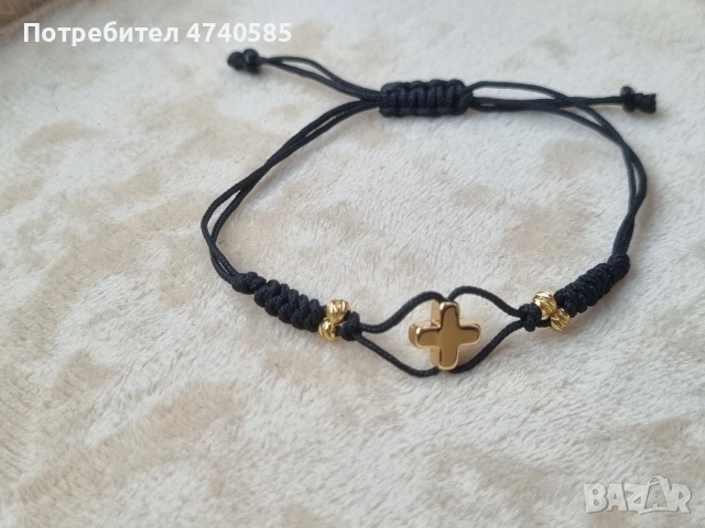 Гривни от конец, с позлатени топчета , снимка 3 - Гривни - 53616643