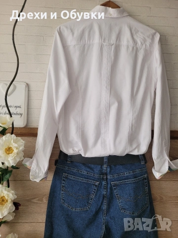 Бяла риза памучна материя GANT , снимка 2 - Ризи - 54206846