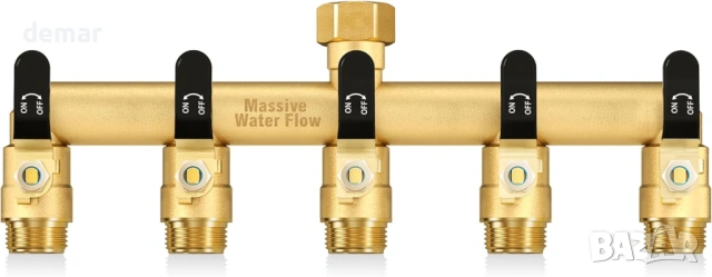 5-пътен разделител за вода, 3/4-инчов конектор за кран, плътен месинг