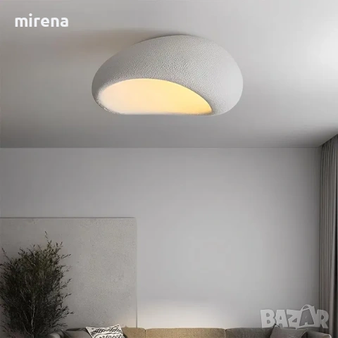 Каменен полилей в скандинавски стил облак смола Wabi-sabi 30, 40см, снимка 6 - Лампи за таван - 53224588