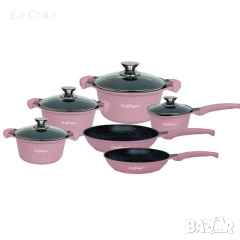 Комплект съдове за готвене от 10 части–с мраморно покритие за всички видове котлони, снимка 6 - Съдове за готвене - 53574041