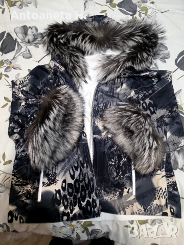 Продавам бяло яке , естествена кожа с гарнитура от сребърна лисицакожа , снимка 3 - Якета - 52426687