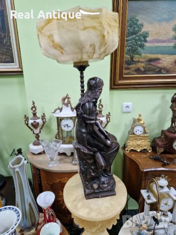 Прекрасна голяма антикварна холандска фигурална настолна лампа , снимка 6 - Антикварни и старинни предмети - 45218899