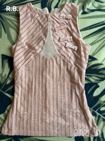 Alessa розов топ с панделки, XS размер, снимка 5 - Корсети, бюстиета, топове - 37348466