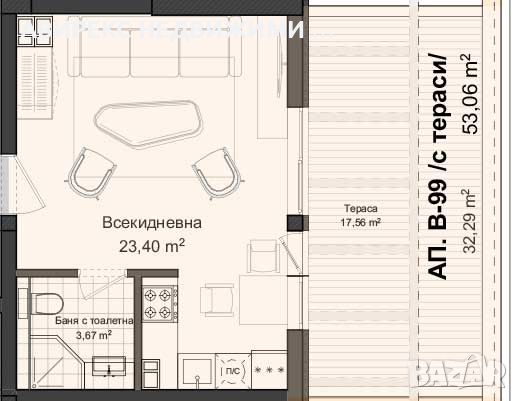 Цена от инвеститор! Едностаен апартамент, Кършияка, снимка 2 - Aпартаменти - 46360416