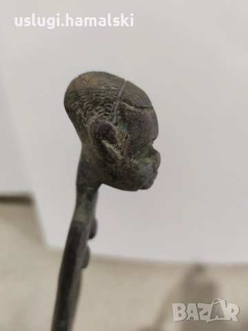 Стара африканска бронзова статуетка, снимка 8 - Антикварни и старинни предмети - 52772042