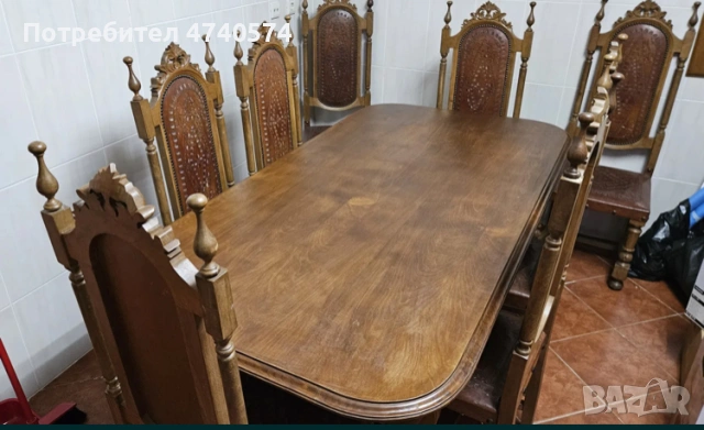 Трапезна маса с 8 стола, снимка 3 - Маси - 53635381