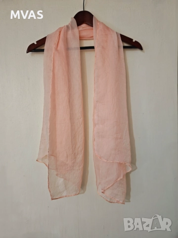 Нов прасковено розов дамски шал Ефирен Воален