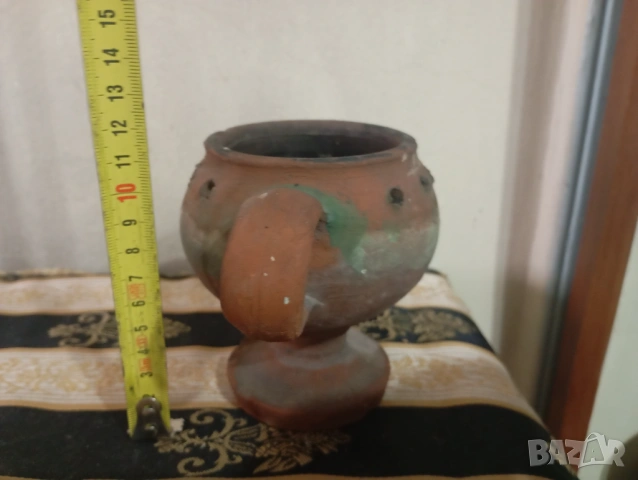 Стар керамичен съд,кандило, снимка 2 - Антикварни и старинни предмети - 53106454