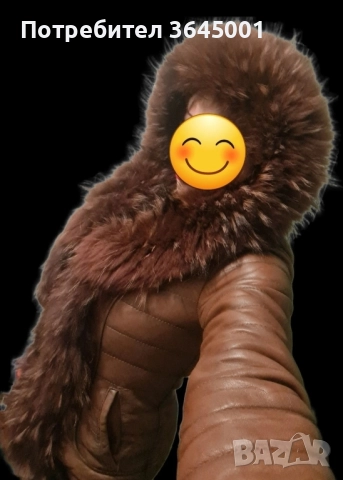 Дамско зимно яке от естествена кожа с богата яка-качулка и кант от естествен косъм-лисица. XS , снимка 6 - Якета - 52380654