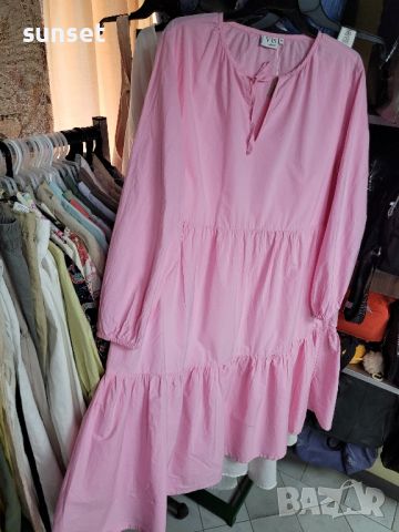 розова рокля, разкроена,- XL, снимка 12 - Рокли - 46360811