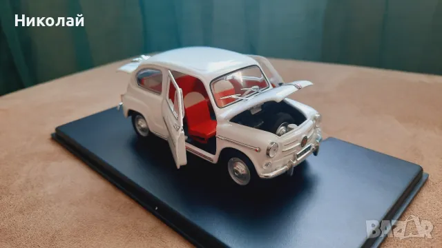 1960 FIAT 600D 1:24 Leo Models Diecast Колекционерски модел количка, снимка 9 - Колекции - 49237459