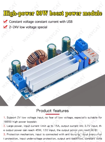 Повишаващ DC/DC модул 2-24V към 3-30V 4A 80W, снимка 6 - Друга електроника - 51452841