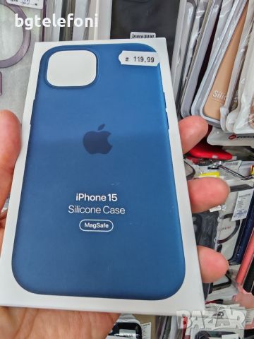iPhone 15 silicone case Magsafe  Син оригинален запечатан, снимка 3 - Apple iPhone - 45354570