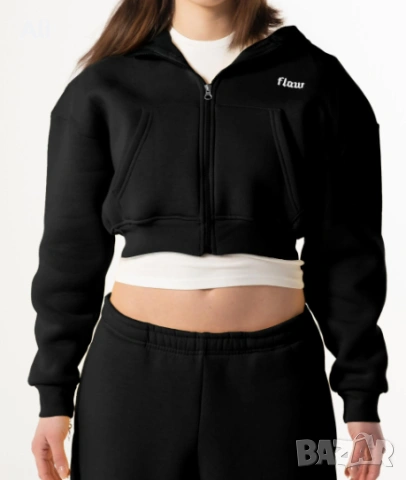 дамски кроп суичър (Zip Crop)