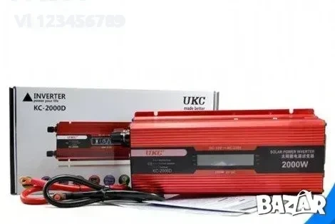 UKC инвертор KC-2000D, 12V-220V, 2000W - с дисплей, снимка 3 - Аксесоари и консумативи - 53843361