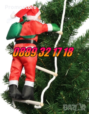 Дядо Коледа катерещ се по въжена стълба размер 60 см, снимка 3 - Декорация за дома - 52428133