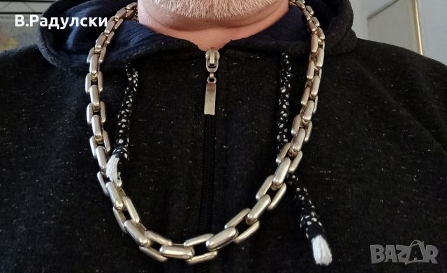 Масивен мъжки сребърен ланец, снимка 5 - Колиета, медальони, синджири - 45693891