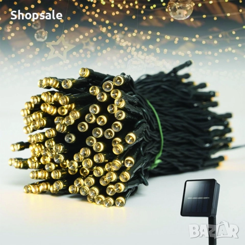 SD 12 - Соларни коледни лампички 12 метра , 100 лампи  5 програми , 4 цвята по избор, снимка 4 - Декорация за дома - 52485714