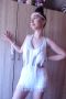 Бяла рокля за спортни танци с ресни и кристали , снимка 11